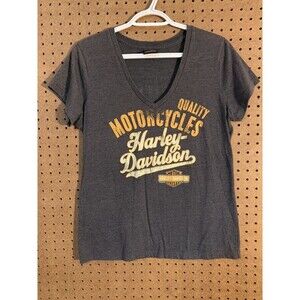 Harley Davidson T-shirt V-neck Gray New York City‎ Women’s Short Sleeve